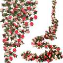 10 Pcs 82FT Flower Garland, Artificial Rose Garland Flowers Plants Fake Flower Hanging Rose Ivy, Birthday Party Valentine's Day Wedding Wall Arch Decor (Pink)