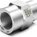 TAISHER 2PCS Forging of 304 Stainless Steel Pipe Fitting, Coupling, 3/8-Inch Female Pipe x 1/4-Inch Female Pipe