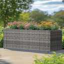 SUNNYPARK Gray Rectangular Planter Box All-Weather PE Rattan Large Modern Planters with Removable Liner Indoor Outdoor Decorative Flower Pot for Patio, Balcony, Garden, 36''x12''x16''