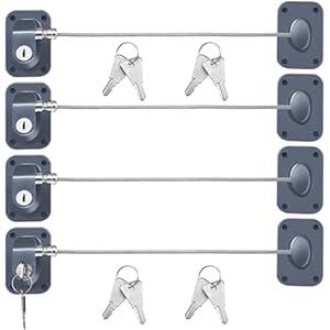 Hotop 4 Pack Fridge Cabinet Locks for Kids with Keys Self Adhesive Child & Baby Toddlers Proofing Mini Safety Locks for Refrigerator Deep Freezer Drawers Doors Latch(Gray)