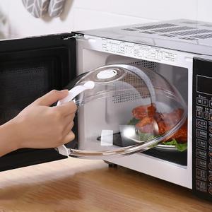 WENWELL Microwave Splatter Cover for Food,Clear Microwave Splash Guard Cooker lid with Handle,Dish bowl Plate Serving Cover Home Kitchen Essential,BPA-Free,Saft Plastic (10.5 inch diameter)