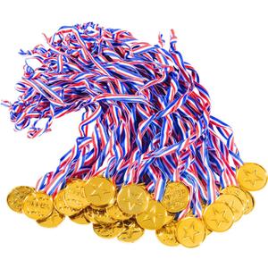 KISEER 40 Pieces Plastic Gold Winner Award Medals Bulk for Sports, Games Competitions, Party Favors and Decorations