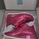 Women's Fashion Glitter Sneakers Platform Wedge Shoes Sparkly Rhinestone High Top Sneakers Trendy Sequin Shoes Wedding Bride Dress (8, Pink)