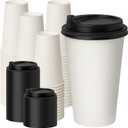 RACETOP Coffee Cups with Lids 16 oz 100 Pack, Disposable Paper Cups with Lids, To Go Hot Cups for Home/Office
