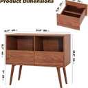 BROTTAR Mid Century Modern Record Player Stand with Vinyl Storage, Brown