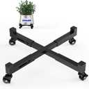 Plant Caddy With Wheels, Adjustable 9in to 13inch Heavy Duty Rolling Plant Dolly, Metal Plant Stand With 4 Lockable Caster Wheels, For Indoor Outdoor Pots Planter, Holds Up to 300 Lbs, Moving Dolly (Black)