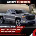 Rain Guards Compatible with Chevrolet Silverado 1500 Crew Cab 2014 2015 2016 2017 2018 Durable Tape-on Side Window Deflector Wind Deflectors GMC Sierra 1500 2014-2018 Rain Guard Black 4 PCS
