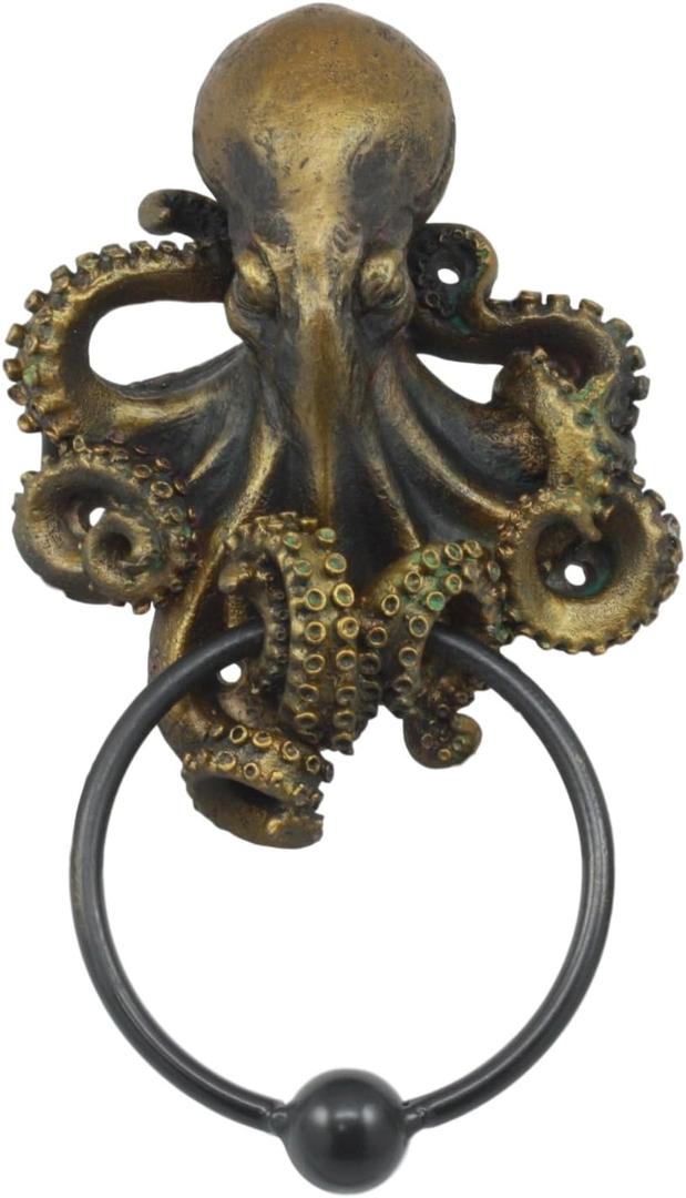 Pacific Giftware Nautical Gothic Mythical Sea Monster Deep Ocean Creature Octopus Kraken Cthulhu Decorative Door Knocker Wall Mount Polyresin Figurine 8.5" H