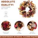 TEMPUS 24 Inch Artificial Fall Wreath - Red and Gold Rose Floral Front Door Decor, Handcrafted Thanksgiving Harvest Wreath for Indoor Farmhouse Wall