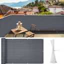 iCover 3.5x16.5ft Balcony Privacy Screen Fence, UV-Resistant Railing Fencing Cover for Porch Deck Patio Garden Backyard, Cable Zip Ties Included, Dark Grey