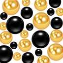 ORIKASO 250Pcs Vase Filler Black and Golden Yellow No Hole Faux Pearl Beads for Vase Filling Decorations, Candle Centerpieces, Wedding Centerpieces, Home Party Decor (8/14/20mm)