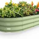 Kesfitt Raised Garden Bed, 4x2x1 FT Galvanized Steel Metal Raised Garden Bed, Oval Open-Bottom Design, 12-Inch Deep for Outdoor Vegetable & Herb Gardening, Fruit Green