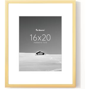 Fun Memories 16x20 Picture Frame, Display Pictures 11x14 with Mat or 16x20 Without Mat, 16 x 20 Poster Frame for Wall Hanging Horizontally and Vertically, Gold, 1 Pack