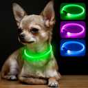BSEEN Light Up Dog Collar - Rainproof Rechargeable LED Dog Collar - TPU Cuttable Glowing Pet Collar for Small Dogs& Cats - Puppy Safety Dog Lights for Night Walking (XS- Green 40cm)