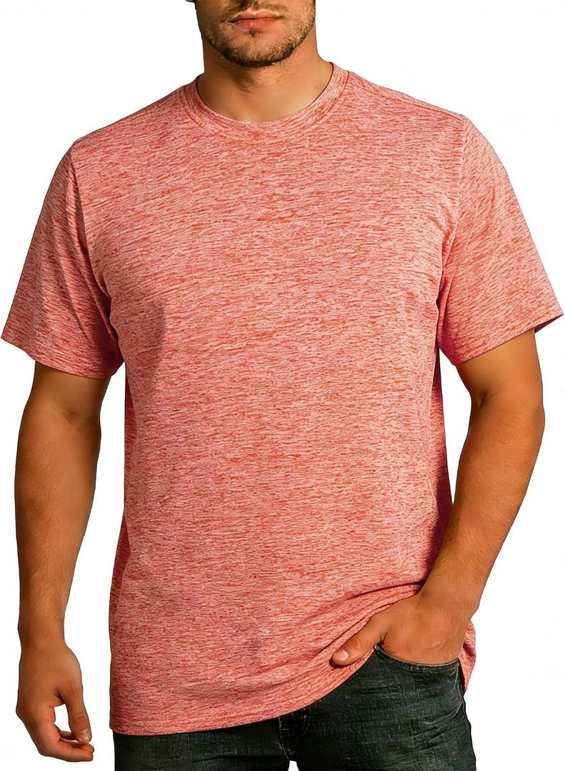 2 x Men's Athletic T Shirts Crew Neck Breathable Quick-Dry Short Sleeve Workout T Shirt for Gym Running Fitness 1&2&5 Pack