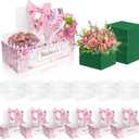 6 Set Mother's Day Cake Flower Gift Boxes with 6 Pcs Transparent PVC Cake Boxes 6 Floral Foam Ribbon Set Flower Bouquet Packaging Gift Paper Boxes for Mother's Day Mom Wife Birthday Holiday Gift Party