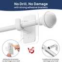ENJOYBASICS No Drill Curtain Rods for Window 48 to 84 Inches, 5/8 Inch Diameter Renter Friendly Drapery Rod with Adhesive Brackets without Drilling, Adjustable from 27 to 90 Inches, White