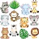 36 Pieces Safari Animals Cutouts Jungle Party Cut-Outs Safari Birthday Party Decorations Animals Cardboard Cutouts for Animal Theme Classroom Baby Shower Supplies