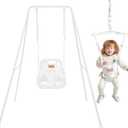 FUNLIO 2 in 1 Swing Set for Toddler & Baby Jumper, Heavy Duty Kids Swing & Bouncer with 4 Sandbags, Foldable Metal Stand for Indoor/Outdoor Play, Easy to Assemble and Store - White