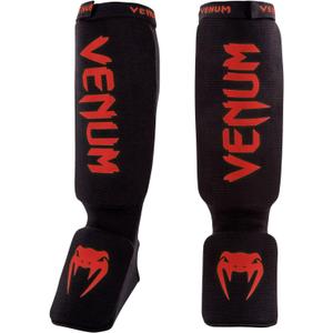 Venum Kontact Shinguards - Black/Red, One Size