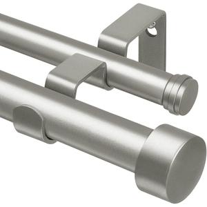 KAMANINA 1 Inch Double Curtain Rod 36 to 72 Inches (3-6 Feet), Antique Silver Heavy Duty Curtain Rods for Windows, Telescoping Double Drapery Rods with End Caps, Fewer Rods, Easier Install
