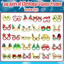 30PCS Christmas Glasses Frames, Christmas Glitter Glasses Christmas Decoration Eyewear Costume Eyeglasses Props for Xmas Holiday Party Favors Supplies Photo Booth