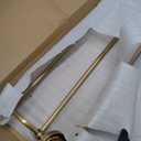 Antique Brass Double Towel Bar, 24 inch Bath Towel Holder Wall Mount, Vintage Gold Decorative Bathroom Accessories, Brass Petal-Relief Series