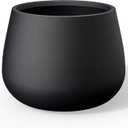 Kante Curva Series Planter, 14.8 Inch Round Concrete Garden Pot with Draiange Hole and Rubber Plug, Suitable for Indoor Plants, Home, Garden, Patio, Black