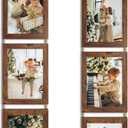 QUTREY 5x7 Collage Picture Frames, 6 Openings Hanging Photo Frame Set Display Vertical 5 by 7 inch Pictures for Wall Decor, Rustic Walnut Brown, 2 Pack