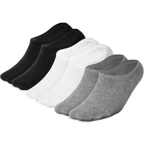 Short Low Cut No Show Socks, Anti-Slip Silicone Bands, Ankle Socks for Women and Men Athletic Sports Running (6 Pack) (Small, White-black-grey)