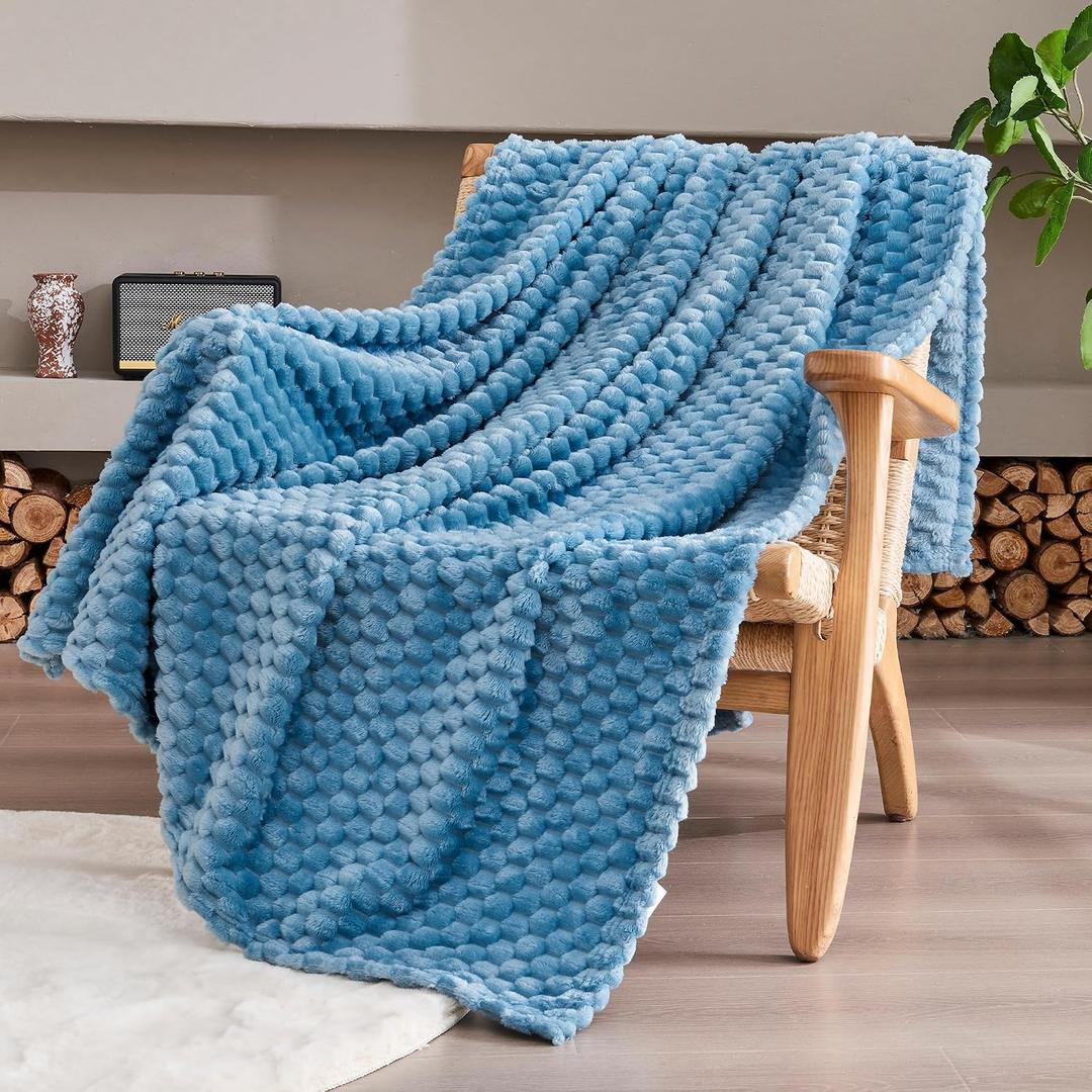 Sky Blue Throw Blanket 50 x70 Inches, Soft Plush 330GSM Flannel Fleece Blanket, Cozy Lightweight Warm Decorative Blanket for Couch Sofa Bed Outdoor use, All Season Use