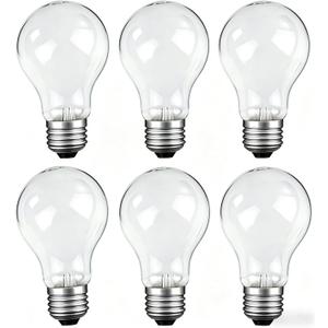 100 Watt Incandescent Light Bulbs, E26 A19 100W Stepless Dimming Light Bulbs 1020lm, 3000K Soft Warm White, Vintage Clear Glass Incandescent Filament Bulb for Home (6pack)