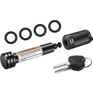 METOWARE Trailer Hitch Lock - 5/8" Dia Locking Receiver Pin, Fits 2" Receiver Tubes, Class III & IV Hitch Receivers, Anti-Theft Trailer Receiver Lock, Black (1 Pack)