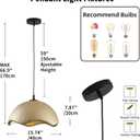 JAYMP 15.7" Modern Pendant Light for Dining Room Kitchen Island Light Hanging Lamp E26 Base Japanese Wabi-Sabi Style Bird Nest Shape Lighting Fixture, 1 Pack (Matte Gold,D Shape, 40cm/15.7inch)