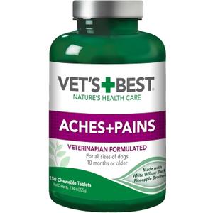Vets Best Dog Pain Relief Supplement  Natural Aspirin Alternative for Hip and Joint Pain, Arthritis, and Aches  Vet Formulated Mobility Support Tablets for Dogs  150 Count