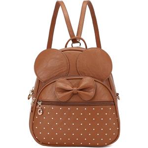 KL928 Girls Mini Backpack Bowknot Polka Dot Cute Daypacks Convertible Shoulder Bag Purse for Women