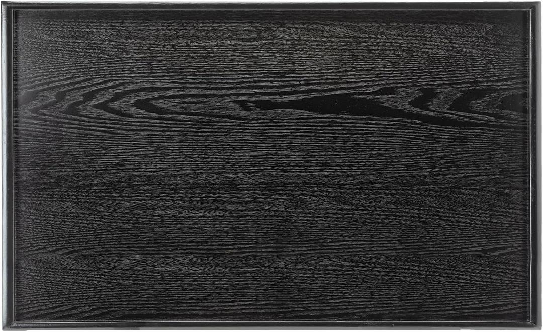 32 x 20 Inches Extra Large Solid Wood Serving Tray for Tea Coffee Table Snack Food Meals Serving Plate Kitchen Party Bar Breakfast Server with Raised Edges Black Wooden Decorative Ottoman Tray