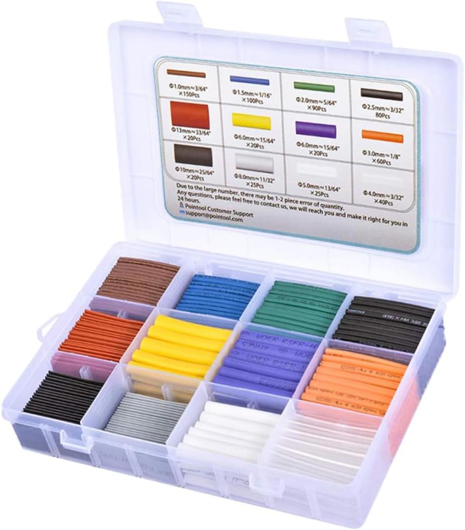 Veemoon 650pcs Flame-retardant Insolation Power Cable Shround Heat-shrink Tubing (20X13.8CM, Assorted Color)