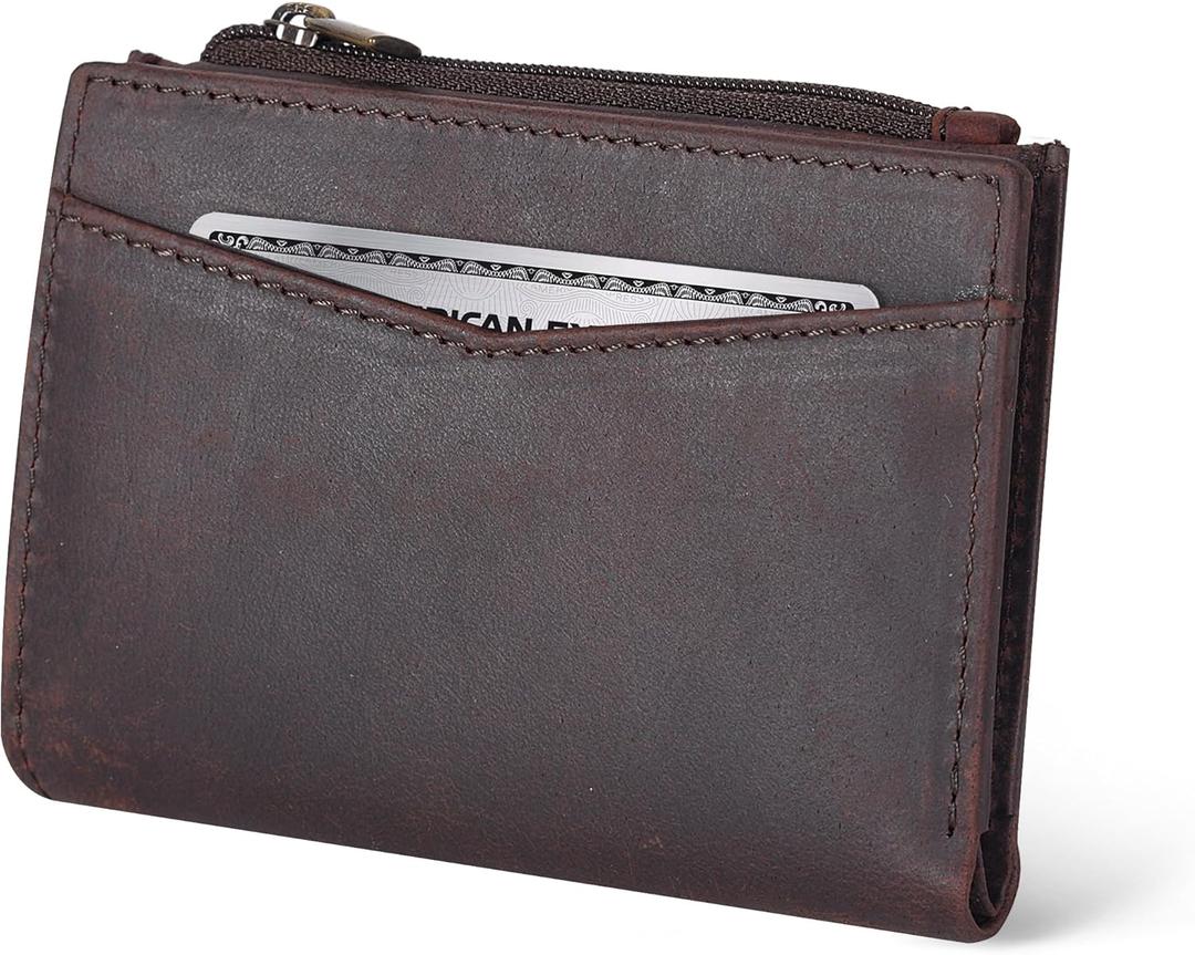 Oak Leathers Leather Wallet For Women - Small RFID Coin Purse Credit Card & ID Holder for Ladies, Gift for Women's, Bifold Wallets (Crazy Horse Brown)