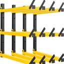 GREENER Lumber Storage Rack Folding Wood Storage Racks Wall-Mounted Metal Racks for Storage with 3-Level Heavy Duty Garage Wood Organizer for Woodworking Shop Indoor & Outdoor Use, 4 pairs,Yellow