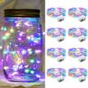 8 Pack Fairy Lights 7Ft 20 LED Twinkle String Lights 3 Modes Battery Operated Waterproof Firefly Starry for Mason Jar Party Wedding Easter Valentines Day Table Centerpieces,Rainbow-Pastel