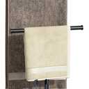 NADAMOO Towel Holder Stand, Adjustable Height 13.8"-24" Freestanding Double Bar Towel Rack with Stone Drying Tray, Wide Weighted Base, Rustproof Black Metal, for Bathroom, Kitchen Countertop