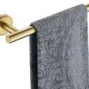 JQK Bathroom Towel Bar, Brushed Gold 9 Inch 304 Stainless Steel Thicken 0.8mm Towel Rack, Towel Holder Wall Mount, Total Length 12.1 Inch TB110L9-BG (12 Inch, Gold)