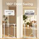 24-29 Inch Narrow Baby Gate, Pressure Mounted No Drilling Dog Gate for Stairs & Doorways, White Metal Safety Gate Indoor for Kids and Pets