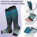 LEVSOX Open Toe Compression Socks for Women & Men 20-30mmHg Toeless Sock Knee High Support Stockings for Circulation Nurses Pregnant Travel, XL