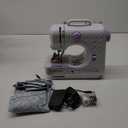 Mini Sewing Machine for Beginners and Kids Ages 8-12, Portable Sewing Machines with 12 Built-in Stitch Patterns, Light, 2 Speed Foot Pedal - Purple & White (with 27 Pieces Sewing Kit & Case)