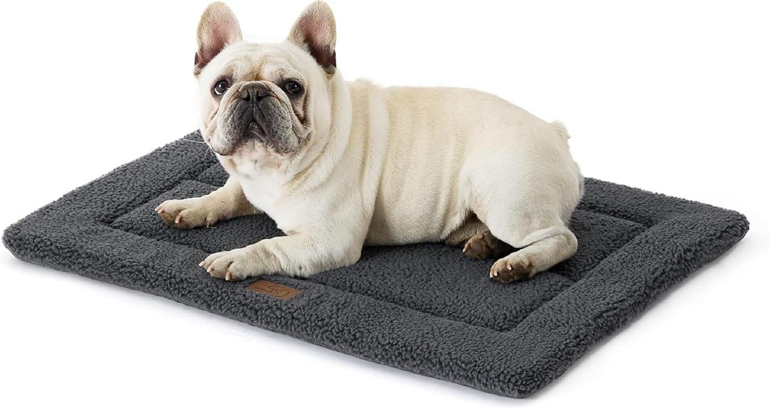 Bedsure Washable Dog Crate Bed for Small Dogs, Reversible Foam Floor Dog Mat, Lightweight Travel Flat Pet Beds for Indoor & Outdoor Dogs (24" x 18", Dark Grey) (24x18 in)