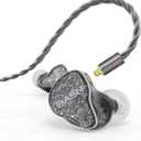 BASN Bmaster5 in Ear Monitors, 5 Drivers Drummer Headphones with Powerful Bass, Noise Isolation IEM Earbuds with Detachable MMCX Silver-Plated OFC Cable for Musicians (Midnight Black, 3.5mm)