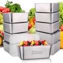Palksky Food Storage Containers, Stainless Steel Food Containers with Lids, Reusable, Stackable, Dishwsher/Freezer Safe, 20 Oz, 10 PCS