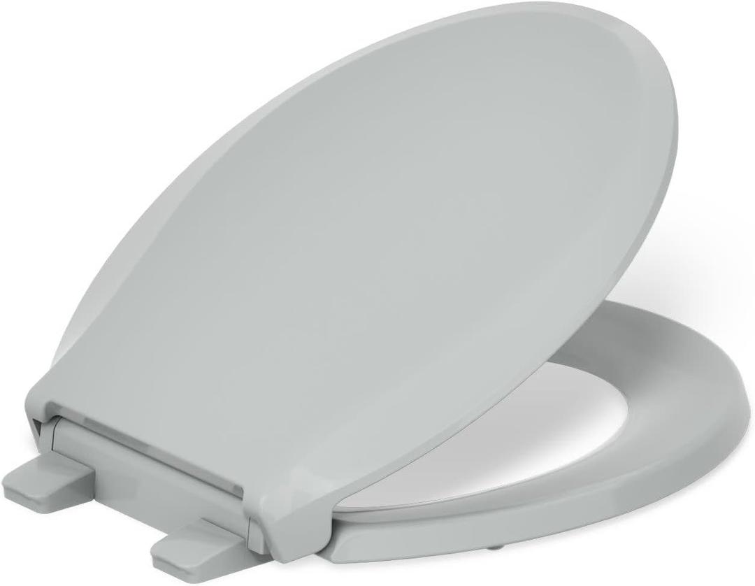 KOHLER 4639-RL-95 Cachet ReadyLatch Round Toilet Seat Soft Close, Ice Grey